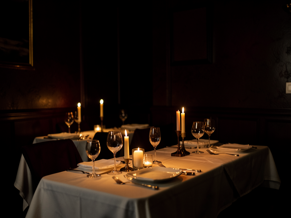 Salle de restaurant gastronomique Maison &Eacute;clat &agrave; Bordeaux, ambiance feutr&eacute;e et bougies